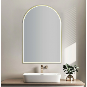 SY Arch Led Mirror With Brushed Gold Framed 450*750